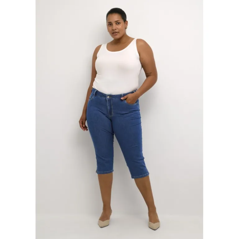 Kaffe Curve KCvicka Mie Capri Jeans - Medium blå capri jeans 10580889 Medium Blue Wash fra Kaffe Curve