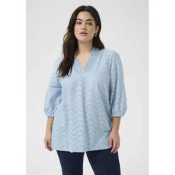 Kaffe Curve KCvitana Blouse - Lyseblå bluse 10583036 Soft Chambray fra Kaffe Curve