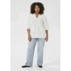 Kaffe Curve KCvitana Blouse - Hvid bluse 10583036 Chalk fra Kaffe Curve
