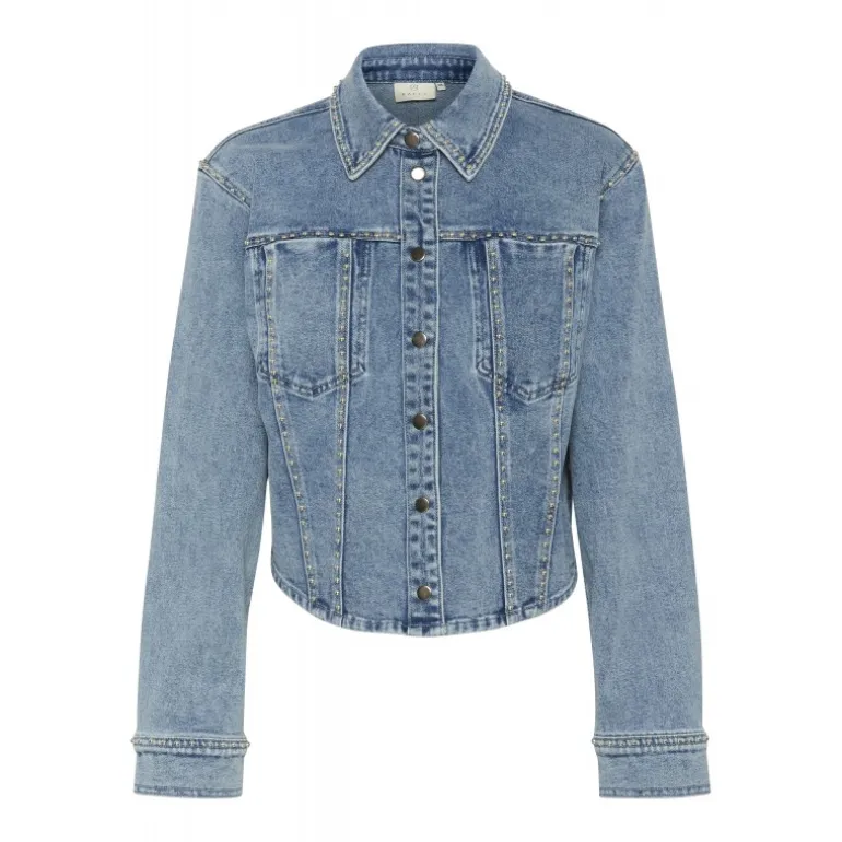 Kaffe KAdorina Denim Shirt - Denim jakke med nitter 10509685 Washed Blue Denim fra Kaffe