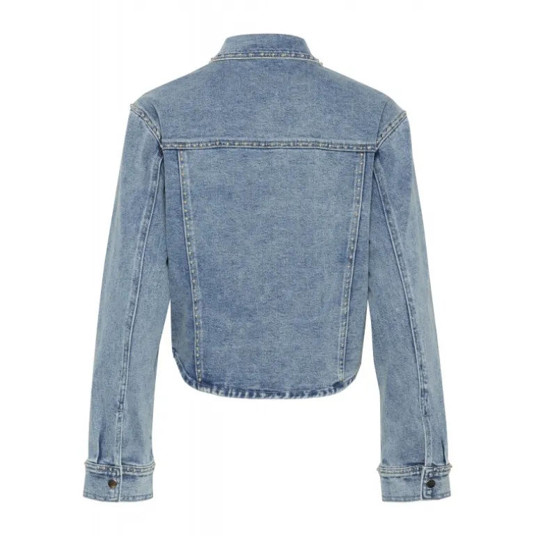 Kaffe KAdorina Denim Shirt - Denim jakke med nitter 10509685 Washed Blue Denim fra Kaffe