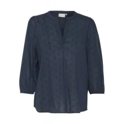 Kaffe KAjollia Blouse - Marineblå bluse med hjerter 10508453 Midnight Marine fra Kaffe