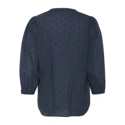 Kaffe KAjollia Blouse - Marineblå bluse med hjerter 10508453 Midnight Marine fra Kaffe