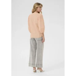 Kaffe KAjollia Blouse - Peach bluse med hjerter 10508453 Peach Nectar fra Kaffe