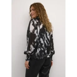 Kaffe KAlifa Blouse - Sort/grå bluse 10509201 Black/Grey Blurry fra Kaffe