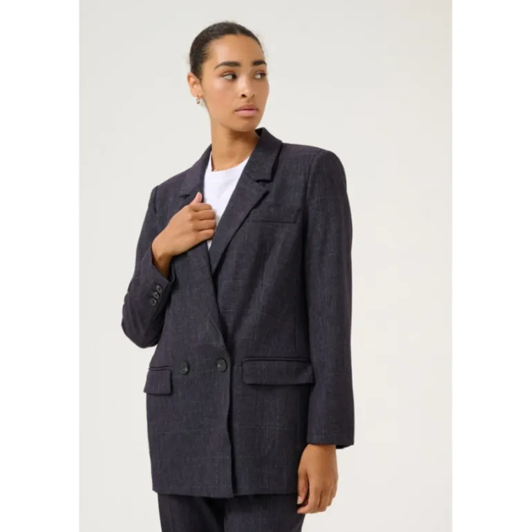 Kaffe KApernilla Blazer - Grå ternet blazerjakke 10509414 Dark Grey Check fra Kaffe