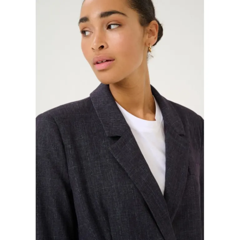 Kaffe KApernilla Blazer - Grå ternet blazerjakke 10509414 Dark Grey Check fra Kaffe