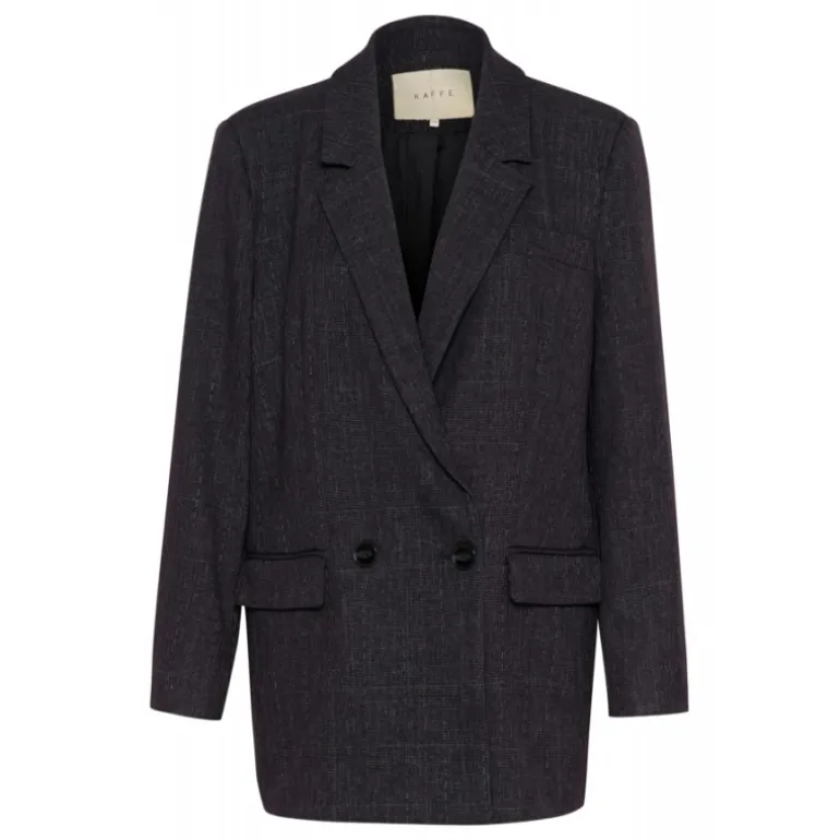 Kaffe KApernilla Blazer - Grå ternet blazerjakke 10509414 Dark Grey Check fra Kaffe
