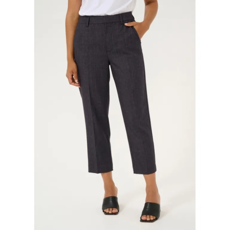 Kaffe KApernilla Cropped Pants - Grå ternet buks i 7/8 længde 10509507 Dark Grey Check fra Kaffe