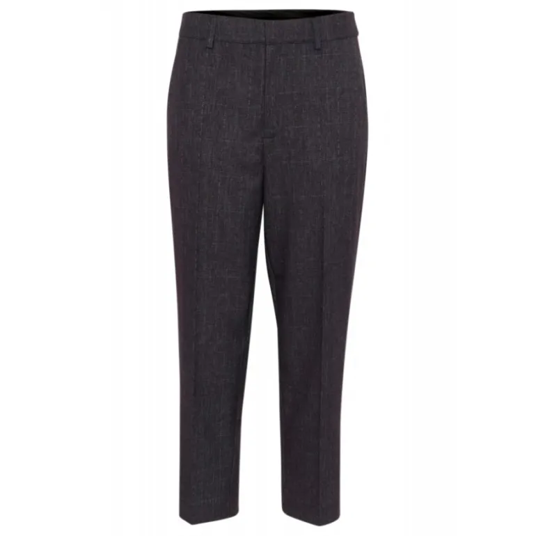 Kaffe KApernilla Cropped Pants - Grå ternet buks i 7/8 længde 10509507 Dark Grey Check fra Kaffe