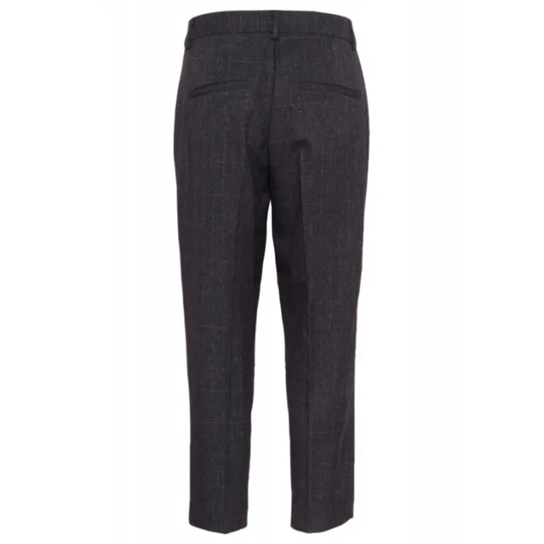 Kaffe KApernilla Cropped Pants - Grå ternet buks i 7/8 længde 10509507 Dark Grey Check fra Kaffe