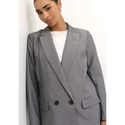 Kaffe KArey Blazer - Grå habitjakke 10509189 Grey Melange fra Kaffe