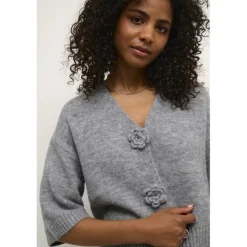 Kaffe KArosie Cardigan - Grå cardigan 10509480 Grey Melange fra Kaffe