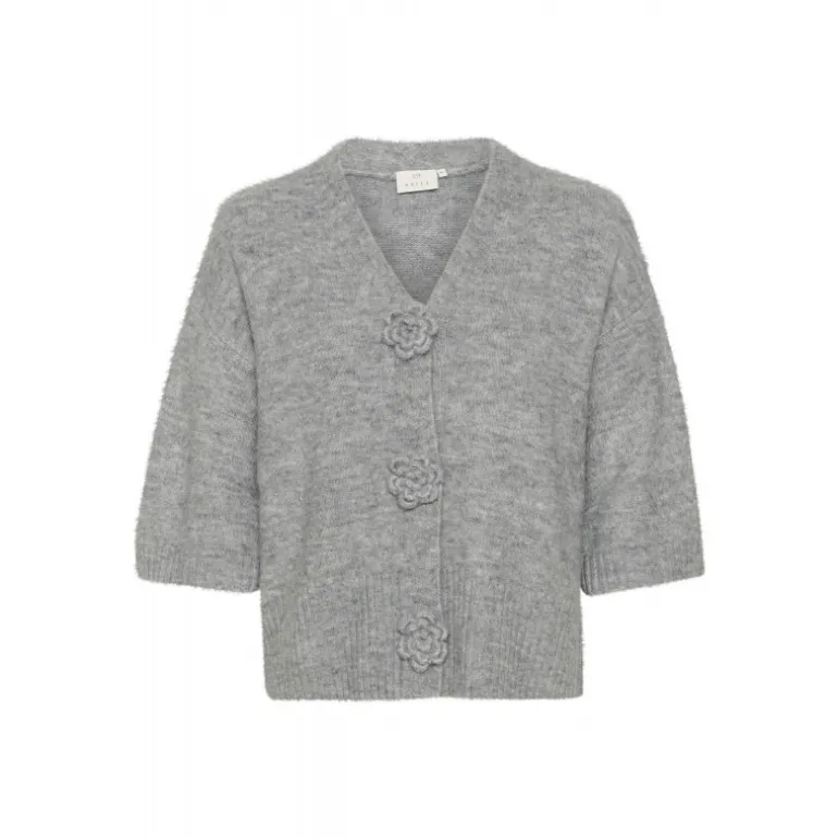 Kaffe KArosie Cardigan - Grå cardigan 10509480 Grey Melange fra Kaffe