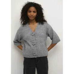 Kaffe KArosie Cardigan - Grå cardigan 10509480 Grey Melange fra Kaffe
