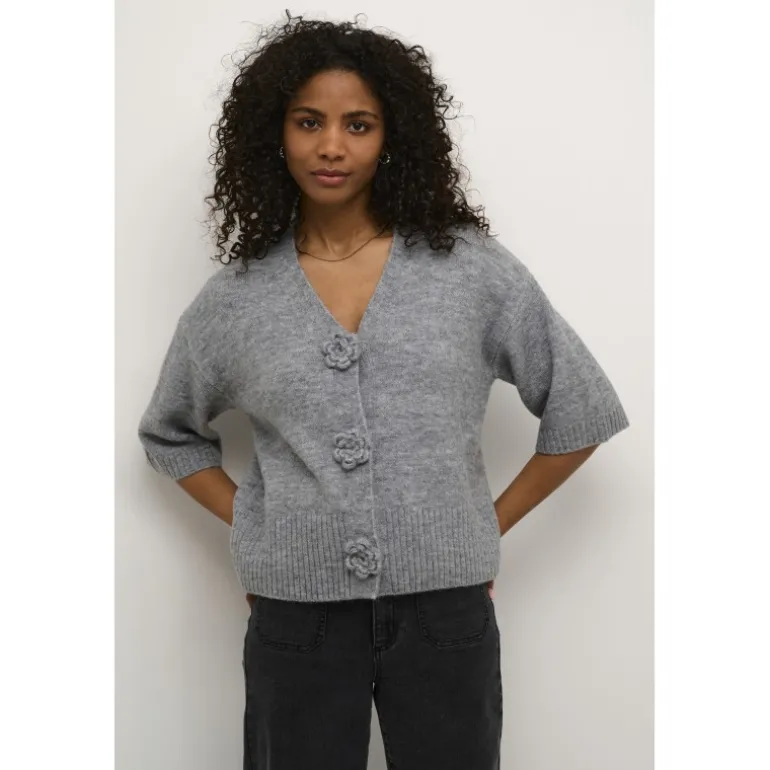 Kaffe KArosie Cardigan - Grå cardigan 10509480 Grey Melange fra Kaffe
