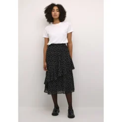 Kaffe KAsally Skirt - Sort nederdel med prikker 10508983 Black/White dot fra Kaffe