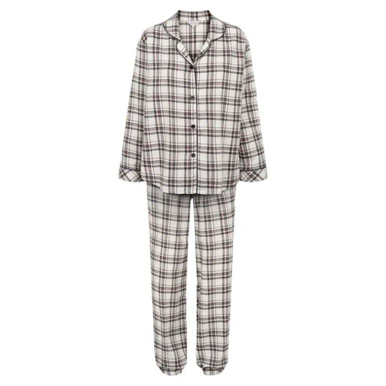 Lady Avenue Cotten Flannel Pyjamas - Brun ternet pyjamas 83-2087 Deer/Rose Checks fra Lady Avenue