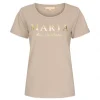 MARTA MdcJeanette Tee - Sandfarvet T-shirt med guld tryk MT-002-S Sand fra Marta du Château