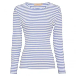 Marta MdcJosiane LS Tee - Lyseblå stribet t-shirt 49066 Celeste/Greggio fra Marta du Château