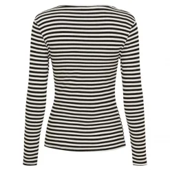 Marta MdcJosiane LS Tee - Sort stribet t-shirt 49066 Black/Greggio fra Marta du Château