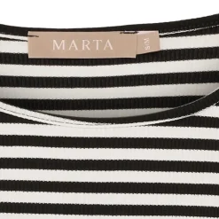 Marta MdcJosiane LS Tee - Sort stribet t-shirt 49066 Black/Greggio fra Marta du Château