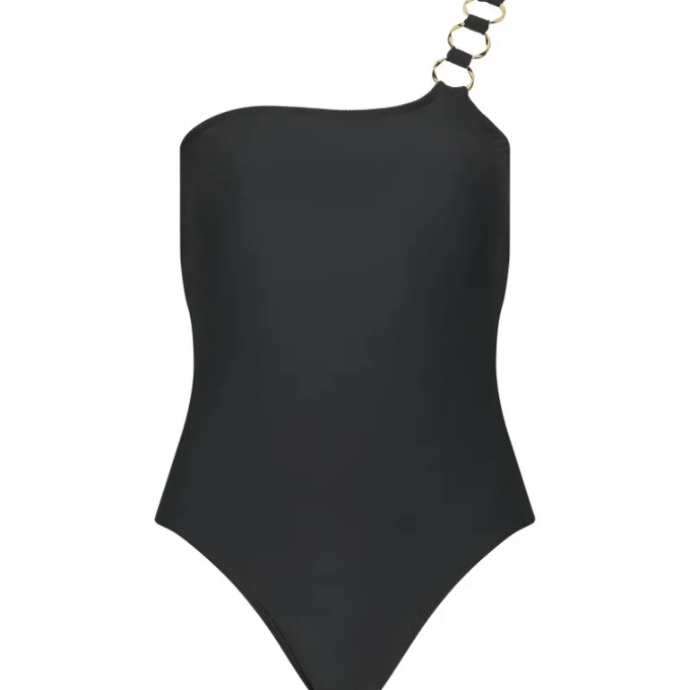 Missya Capri swimsuit - Sort one shoulder badedragt 14657 Black/gold fra Missya