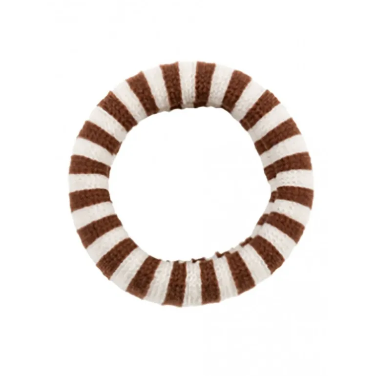 Pico Elfie Elastic - Brunt stribet hårelastik EL08 Dark Brown/Ecru fra Pico