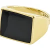 Pilgrim ECRU firkantet sort signet ring - 272232124 Guldbelagt fra Pilgrim