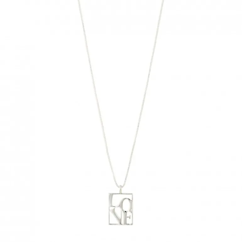 Pilgrim LOVE TAG recycled LOVE halskæde 542416041 Sølvbelagt fra Pilgrim