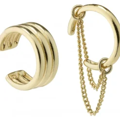 Pilgrim PEACE asymmetriske cuffs - Øreringe 142232013 Guldbelagt fra Pilgrim