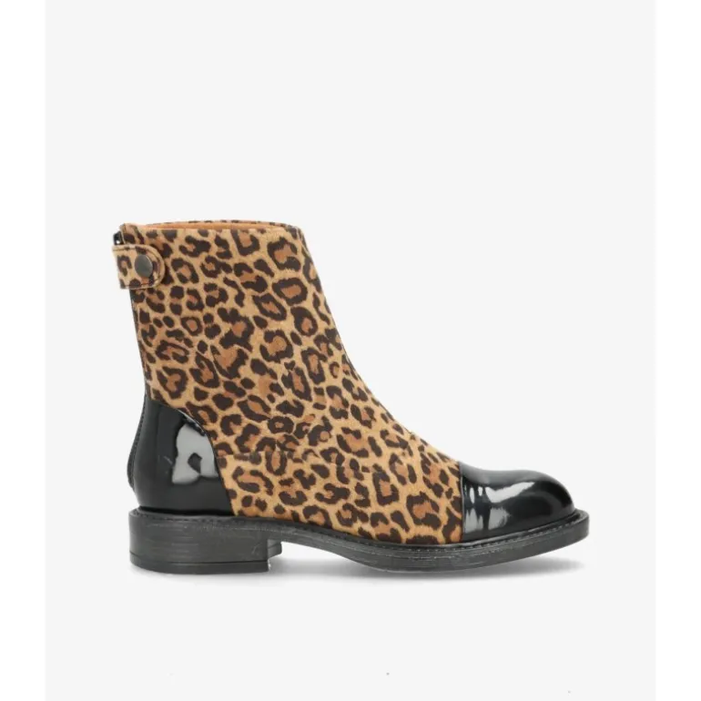 Shoedesign Copenhagen DAHLIA SPA - Leopard støvle med lak detalje 64039118 Suede-patent Leopard fra Shoedesign Copenhagen