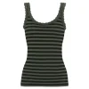 Tim&Simonsen ISA stripe dark rib top - Grøn/sort stribet top TS1CS962 Nero/Oliva fra TimogSimonsen
