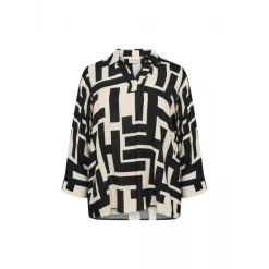 Wasabi WA-ALVA 1 - Sort printet bluse W10325 Black fra Wasabiconcept