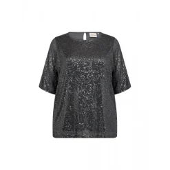 Wasabi WA-KATHRINE 1 - Grå paillet bluse W20249 Iron Grey fra Wasabiconcept