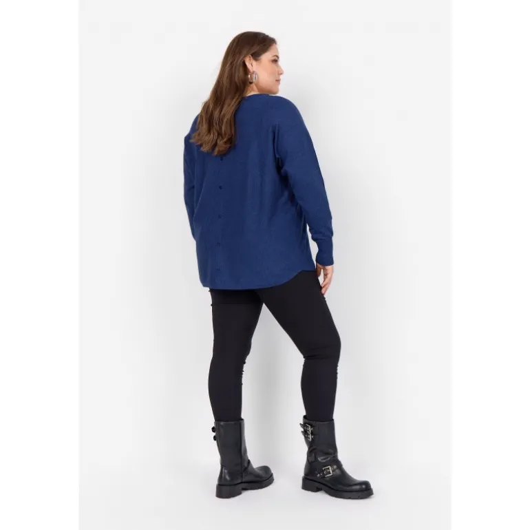 Wasabi WA-SAMANDA 1 - Blå strik med knapper i bag W30000 Blue Iris Melange fra Wasabiconcept