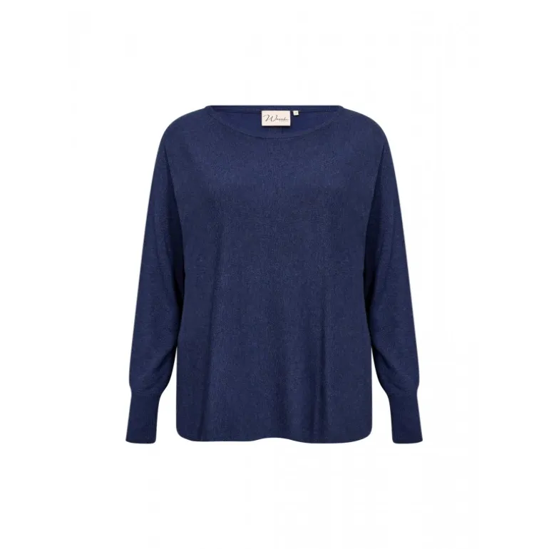 Wasabi WA-SAMANDA 1 - Blå strik med knapper i bag W30000 Blue Iris Melange fra Wasabiconcept
