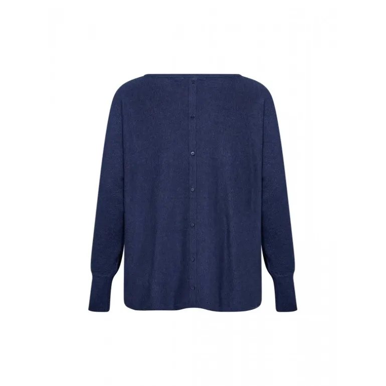 Wasabi WA-SAMANDA 1 - Blå strik med knapper i bag W30000 Blue Iris Melange fra Wasabiconcept