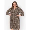 Wasabi WA-VANJA 2 - Leo printet kjole W10442 8404C Desert Brown Combi fra Wasabiconcept