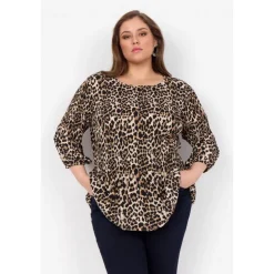 Wasabi WA-VANJA 1 - Leo printet bluse W10441 Desert Brown Combi fra Wasabiconcept