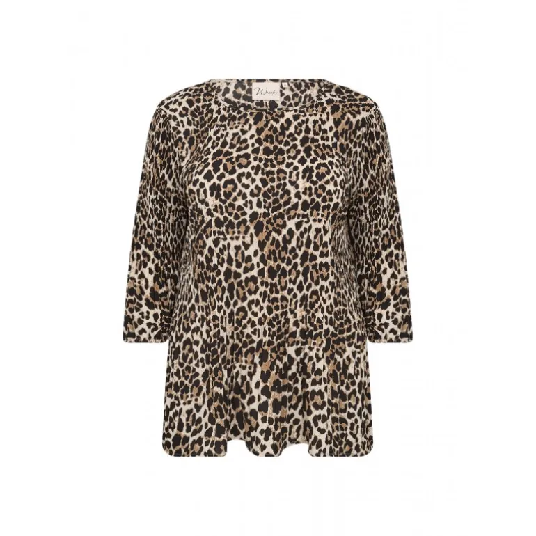 Wasabi WA-VANJA 1 - Leo printet bluse W10441 Desert Brown Combi fra Wasabiconcept