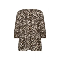 Wasabi WA-VANJA 1 - Leo printet bluse W10441 Desert Brown Combi fra Wasabiconcept