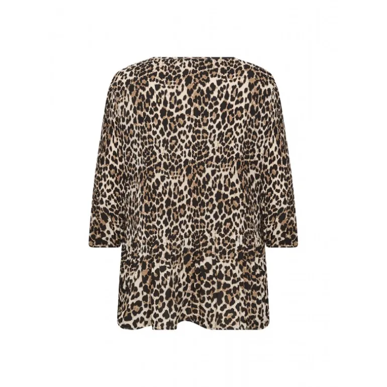 Wasabi WA-VANJA 1 - Leo printet bluse W10441 Desert Brown Combi fra Wasabiconcept