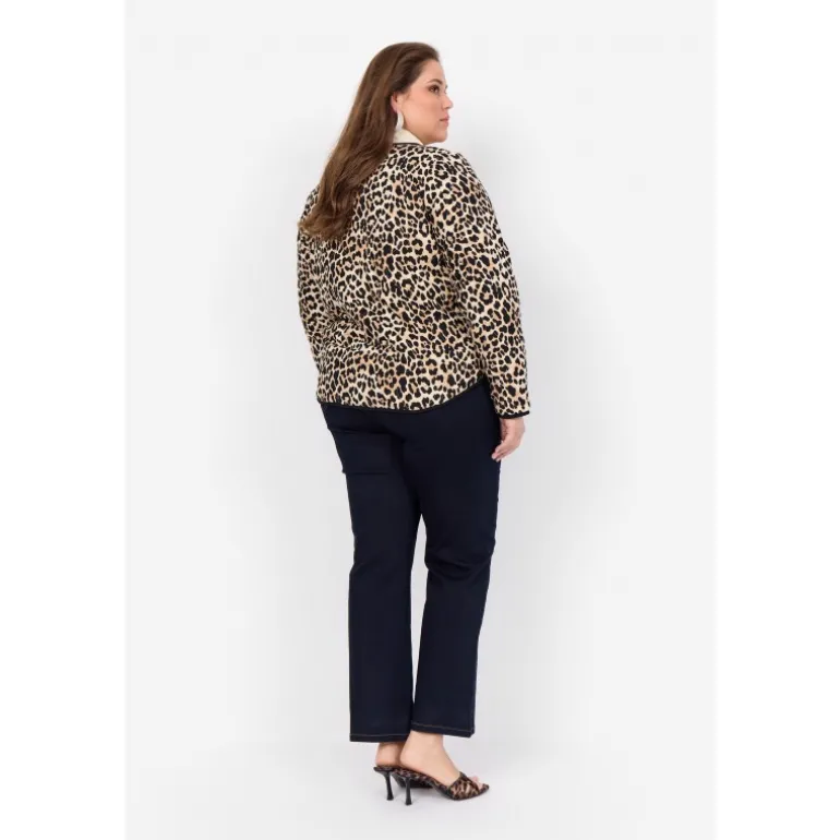 Wasabi WA-VENDELA 1 - Quiltet leopard jakke W10446 Sand Combi fra Wasabiconcept