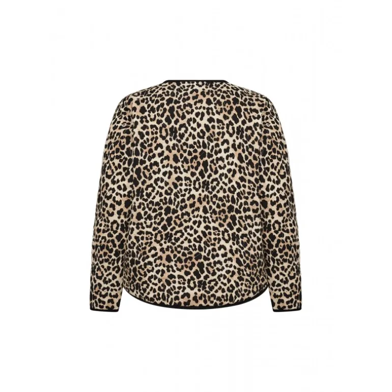 Wasabi WA-VENDELA 1 - Quiltet leopard jakke W10446 Sand Combi fra Wasabiconcept