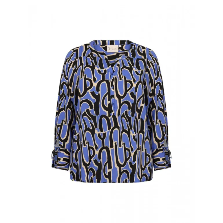 Wasabi WA-WALERA 2 - Blå printet bluse W10364 Amparo Blue Combi fra Wasabiconcept