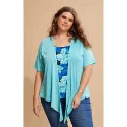 Zhenzi AGAR 191 Bolero S/S - Turkis Cardigan 200267 Bright Turquois fra Zhenzi