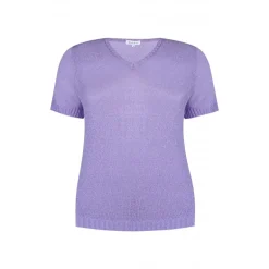 Zhenzi Aileen 269 Bluse - Lilla kortærmet strik 200269 Sheer Lilac fra Zhenzi