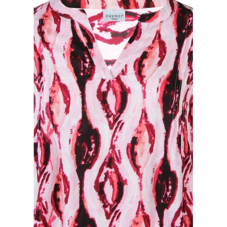 Zhenzi Enzi 650 Tunic 3/4 - Pink mønstret tunika 200650 Cherry blossom fra Zhenzi
