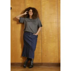 Zhenzi Exie 678-Skirt - Blå pinstripe nederdel 200678 Pinstripe Dark Blue fra Zhenzi